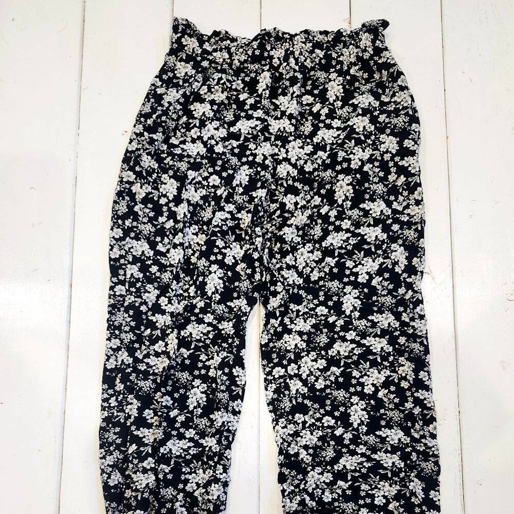 Xhilaration Black Floral Flowy Pants Women's Size XS